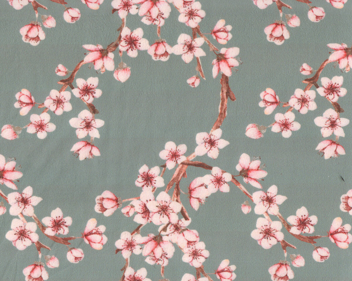 Soimoi Baumwoll-Batist Mit Kirschblüten-Aquarell – Stoffmeterware, 58 Zoll (ca. 147 Cm) Breit