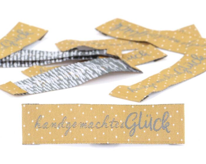 Web-Etikett HANDGEMACHTES GLÜCK, ocker, Acufactum