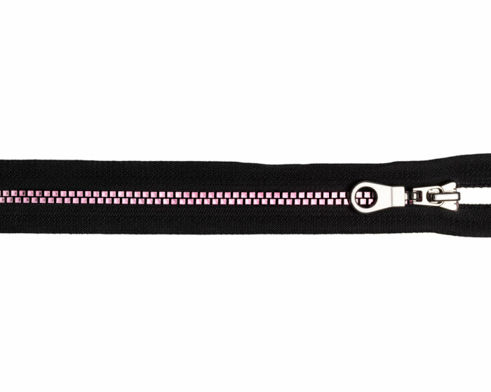 Reißverschluss FASHION METALLIC mit Kunststoffzahn, teilbar, Prym 50 cm schwarz-pink