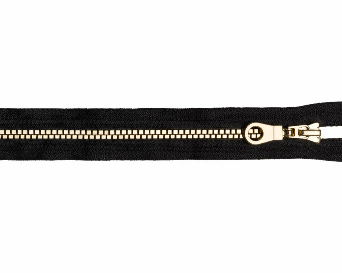 Reißverschluss FASHION METALLIC mit Kunststoffzahn, teilbar, Prym 65 cm schwarz-gold