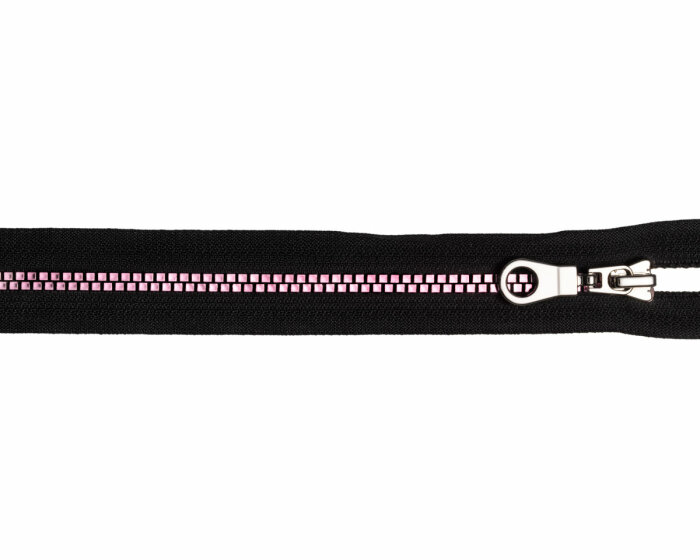 Reißverschluss FASHION METALLIC mit Kunststoffzahn, teilbar, Prym 65 cm schwarz-pink