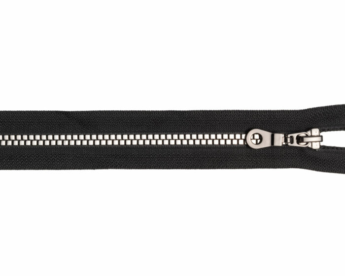Reißverschluss FASHION METALLIC mit Kunststoffzahn, teilbar, Prym 80 cm schwarz-gunmetall
