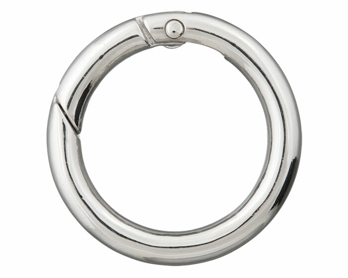 Taschenring mit Karabineröffnung, Union Knopf silber 25 mm