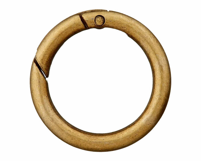 Taschenring mit Karabineröffnung, Union Knopf altmessing gold 25 mm