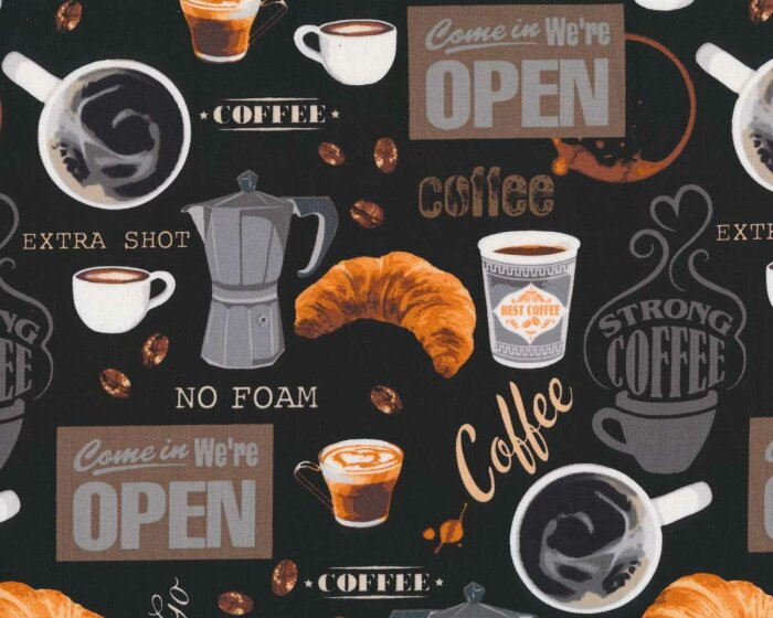 Patchworkstoff COFFEE SHOP, Kaffee & Croissant, Windham Fabrics