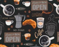 Patchworkstoff COFFEE SHOP, Kaffee & Croissant,...