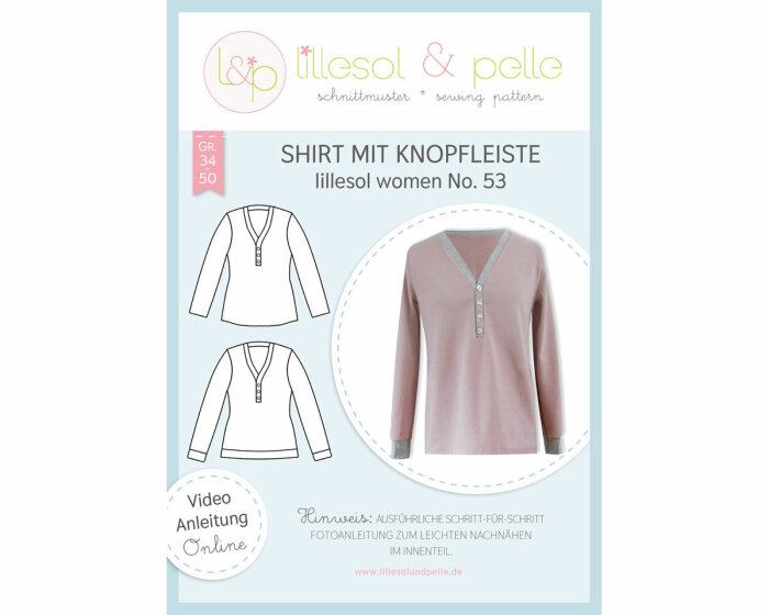 Damen-Schnittmuster Shirt mit Knopfleiste, lillesol women No.53