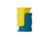 Doppelkordelstopper 6 mm Durchlass, Union Knopf gelb-petrol