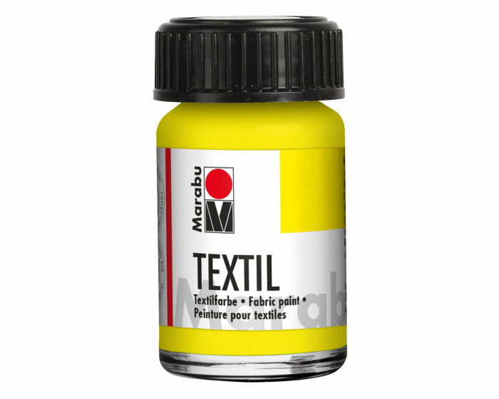 Gelbe Stoffmalfarbe TEXTIL für helle Stoffe, Marabu zitrone 15 ml
