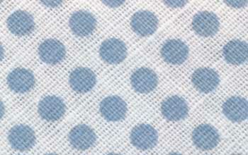 Baumwoll-Schrägband mit Punkten 30 mm weiß-hellblau