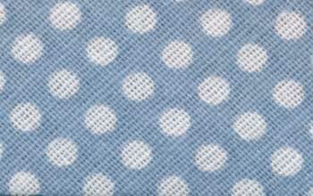 Baumwoll-Schrägband mit Punkten 30 mm hellblau-weiß