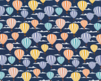Baumwollstoff KIM BALLOON, Heißluftballons, dunkelblau