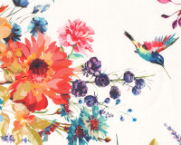 90-cm-Panel Patchworkstoff HUMMINGBIRD LANE, Blumen und Kolibris, In The Beginning