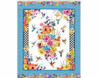 90-cm-PanelPatchworkstoff HUMMINGBIRD LANE, Blumen und Kolibris, In The Beginning