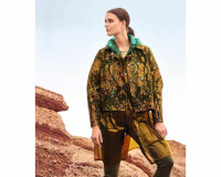 Jacquardstoff TURMALIN, Marmorierung, olive-gold, burda style