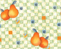 Baumwoll-Dekostoff mit Birnen-Karo, orange