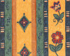 Baumwoll-Dekostoff SHARAZ, Blumen-Bordüren-Streifen, gelb