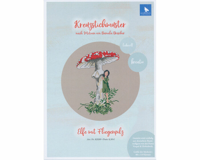 Stickvorlage: Elfe mit Fliegenpilz, Acufactum