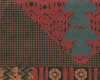 Beschichteter Baumwoll-Dekostoff mit Muster-Patchwork, schwarz-rostrot