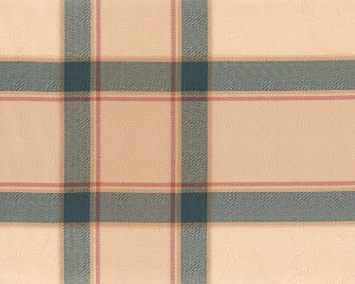 Jacquard-Dekostoff mit Streifen-Karomuster, beige-dunkelblau