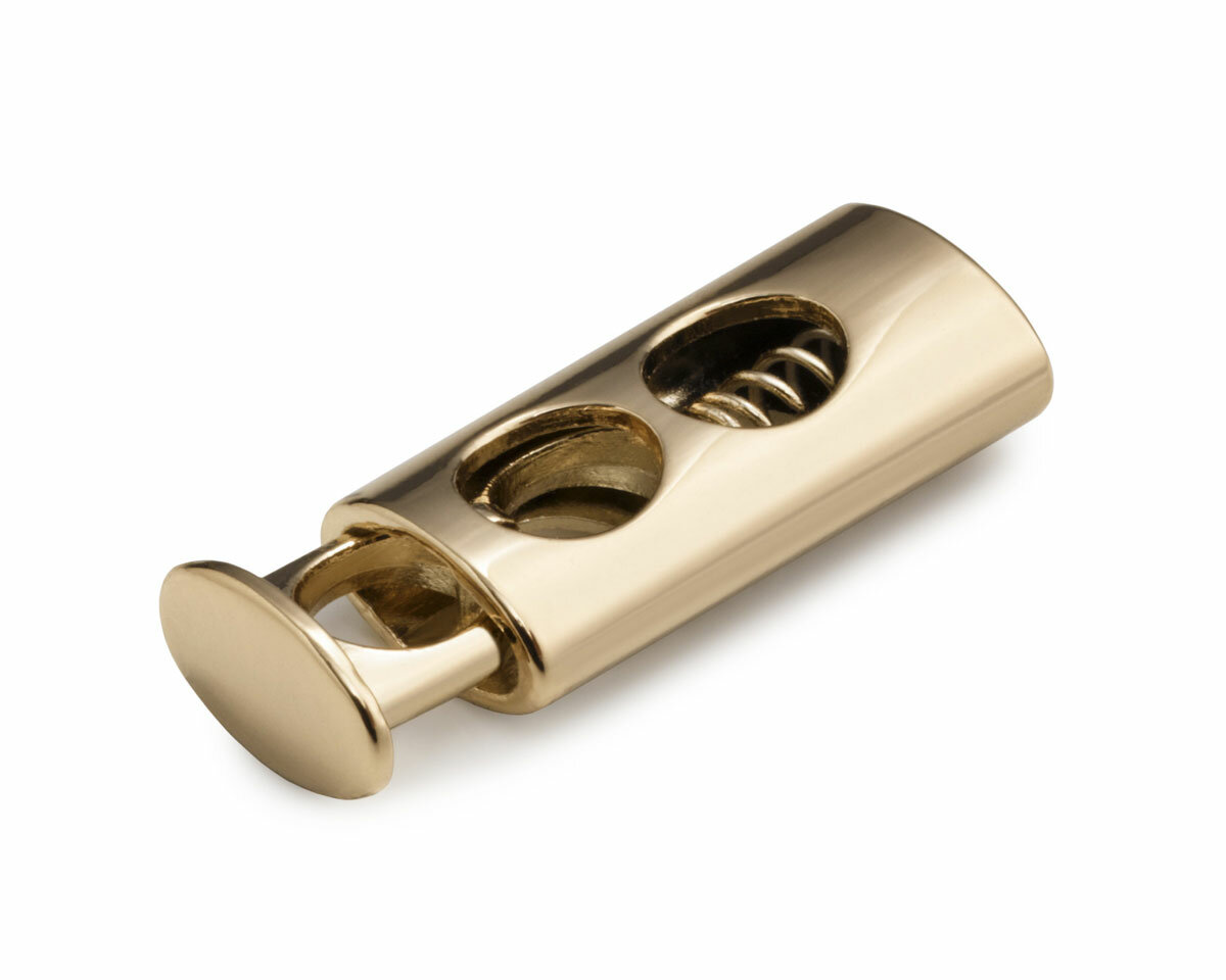 10 Stück Flache 2-Loch Kordelstopper DOUBLE P10 – Für 3-5 Mm Kordeln, Mit Lasche, Nylon, 24x25 Mm