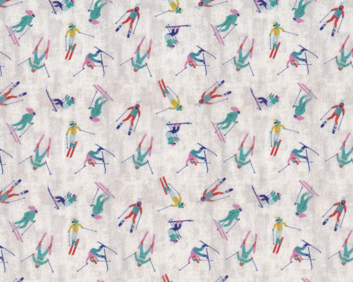 Baumwollstoff PETITE LES ALPES, Skifahrer