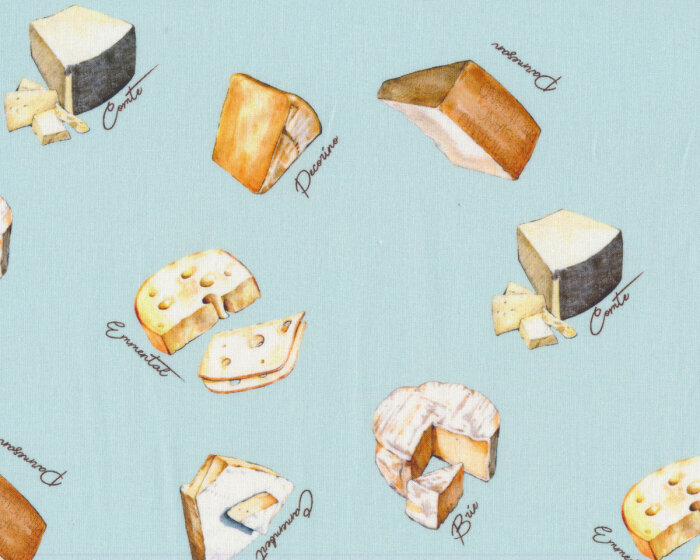 Baumwollstoff PROVENCE, Käse, hellblau, Patricia Meyer