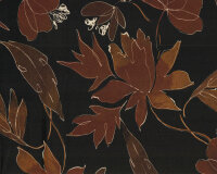 Viskosekreppstoff RITA, Blätter und Blüten, schwarz-braun, Hilco
