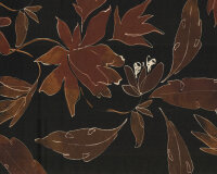 Viskosekreppstoff RITA, Blätter und Blüten, schwarz-braun, Hilco