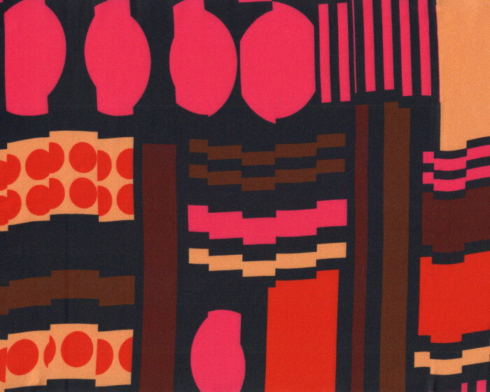 Viskosekreppstoff WILHELMINA, geometrisches Muster, fuchsia, Hilco