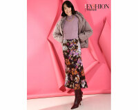 Viskosejersey YOKO, Blumenprint mit Rosen, lila-braun, Hilco