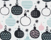 Baumwollstoff NOEL, Weihnachtskugeln, weiß
