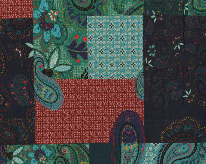 Viskosejersey BRIANA, Paisley-Patchwork, grün, Hilco