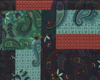 Viskosejersey BRIANA, Paisley-Patchwork, grün, Hilco