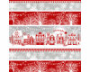 Patchworkstoff HOLIDAY LANE, Häuser-Bordüren, rot, Henry Glass
