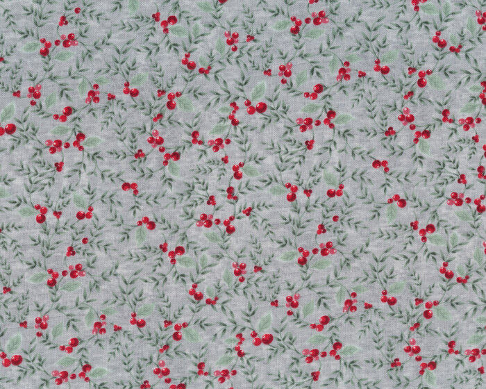 Patchworkstoff JOYFUL TIDINGS, Beerenzweige, hellgrau