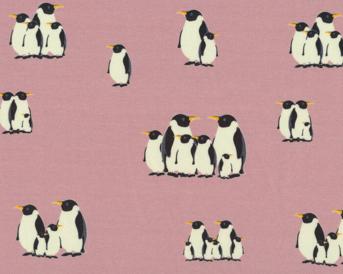 Baumwolljersey PENGUINS, Pinguine, altrosa