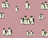 Baumwolljersey PENGUINS, Pinguine, altrosa