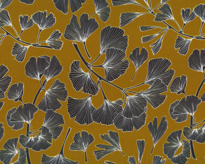 Viskosestoff PAULINE, Ginkgoblätter, olivgelb