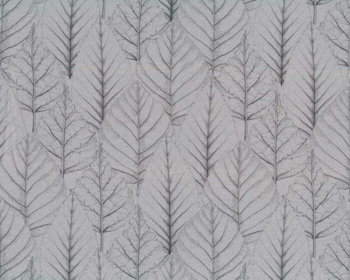 Sweatstoff WILD LEAVES, Blätter, grau, Hilco