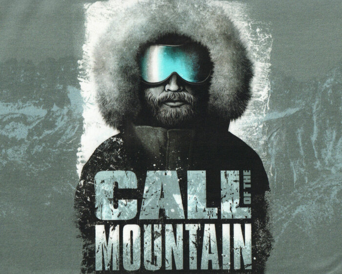 80-cm-Panel Sweatstoff MOUNTAIN ADVENTURE by Thorsten Berger, türkis-grau