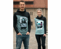 80-cm-Panel Sweatstoff MOUNTAIN ADVENTURE by Thorsten Berger, türkis-grau