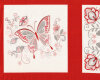 60-cm-Rapport Patchworkstoff SCARLET STITCHES, Blüten und Schmetterlinge, Henry Glass