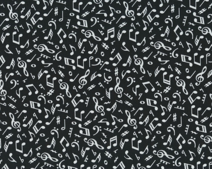 Patchworkstoff PARADOX, Noten, schwarz-weiß, Blank Quilting