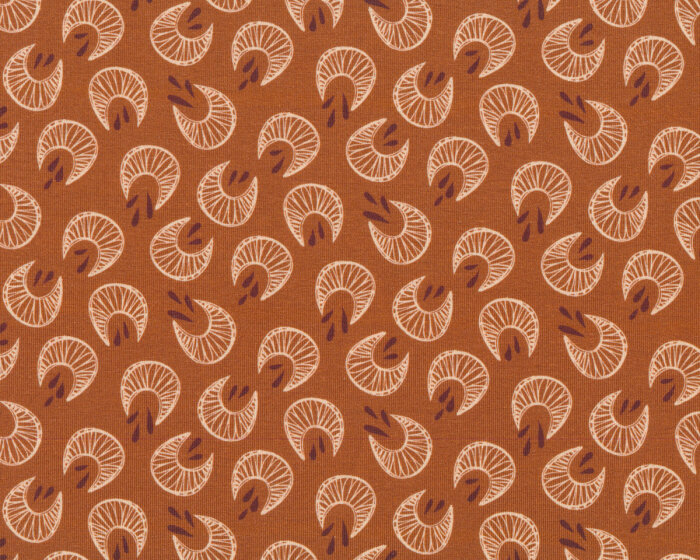 Baumwolljersey SELINE, Halbmonde, terracotta, Hilco