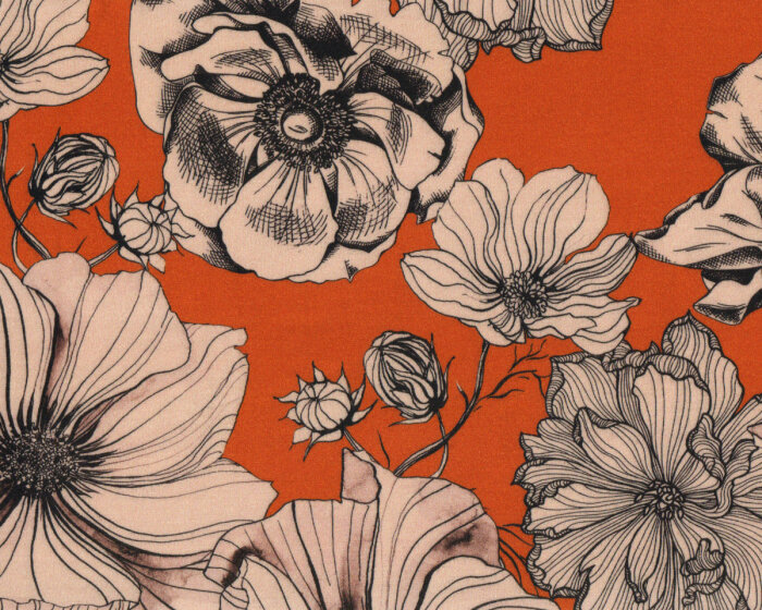 Viskosejersey ALANI, Mohnblüten, orange-beige, Hilco