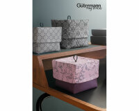 Baumwollstoff GOOD VIBES, Blütengitter, taubenblau, ring a roses