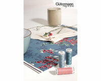 Baumwollstoff GOOD VIBES, Blattornament, petrol, ring a roses