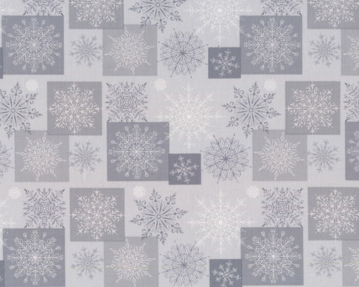 Patchworkstoff HOLIDAY LANE, Schneesterne, hellgrau, Henry Glass
