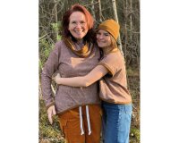 Baumwolljersey AUTUMN BUNNY, Zacken-Streifen, olivgrün